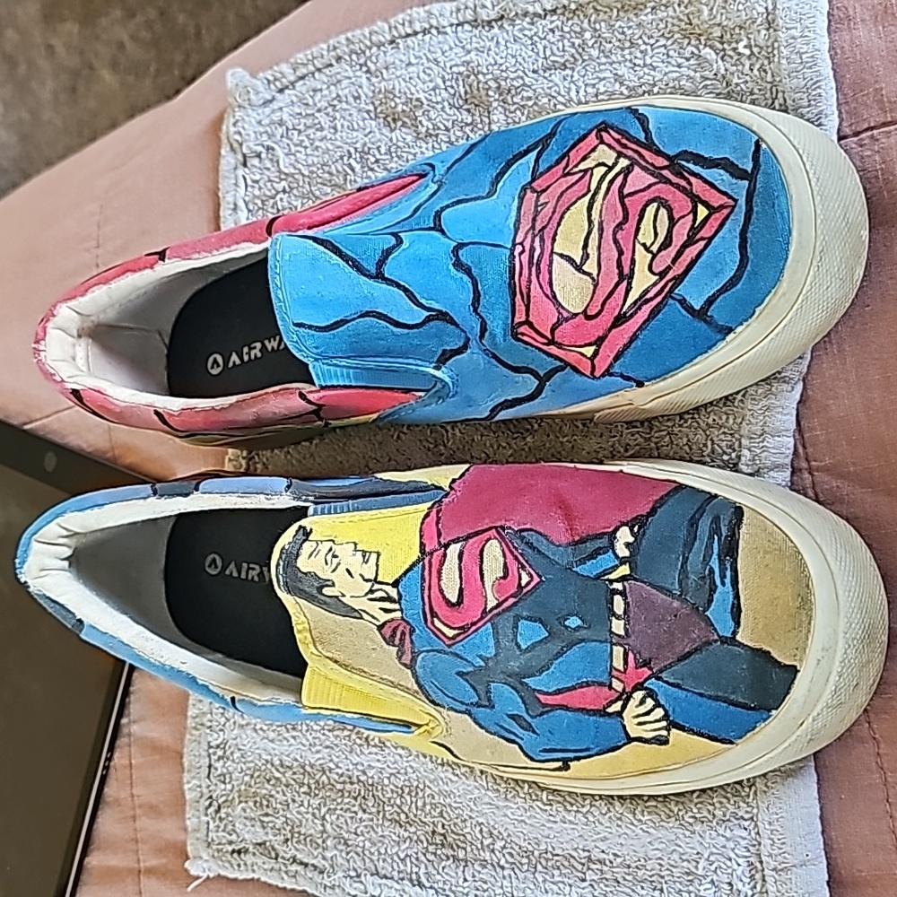STUNNING VINTAGE hand painted superman SHOES